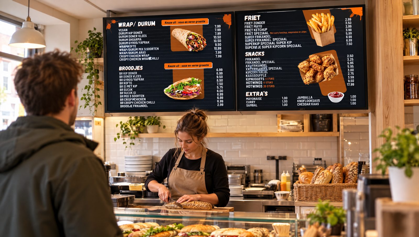 Menubord in een lunchroom